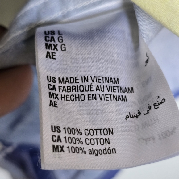 Allen Onyia for INC Watercolor Pastel Long Button Down Blouse Purple Yellow L - Picture 13 of 13